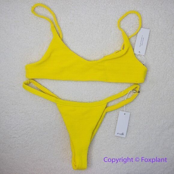 New! Set! Mello the Label low cut top and Brazilian bottom Limao yellow, size M - Picture 5 of 16